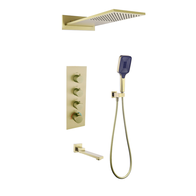 In Wall Mounted Brass Bathroom Taps Rain Built in Mixer Faucet Ceiling Shower Set