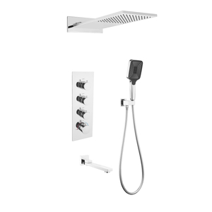 In Wall Mounted Brass Bathroom Taps Rain Built in Mixer Faucet Ceiling Shower Set