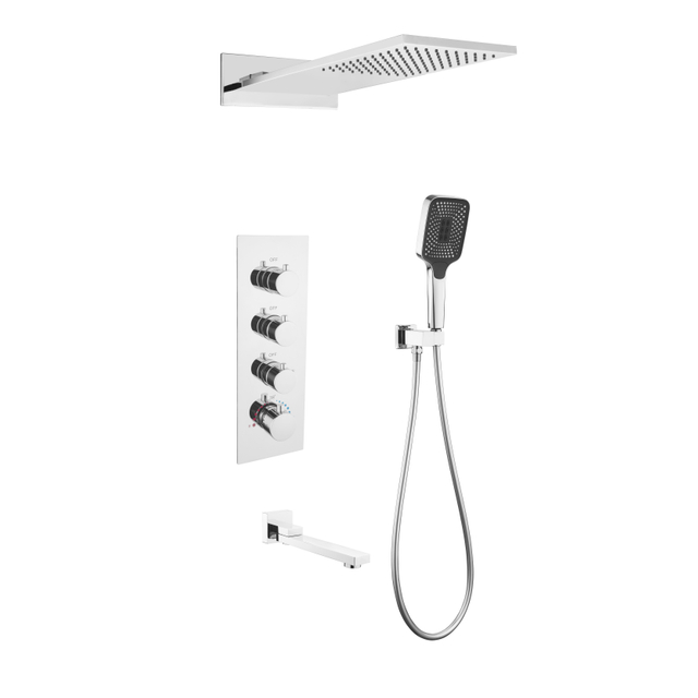 In Wall Mounted Brass Bathroom Taps Rain Built in Mixer Faucet Ceiling Shower Set