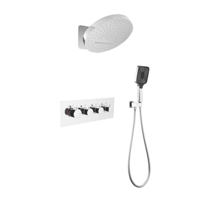 3-Way Brass Chrome Rain Shower Head Temperature Display Thermostatic Concealed Sanitary Ware Bath Shower Faucet