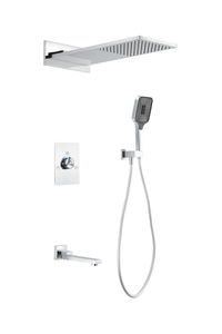 New Modern Style Wall Mounted Bathroom Brass Shower Faucet White Button Switch 3 Functions Shower Set