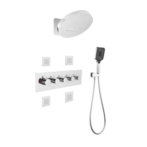 Luxury Design Wall Mount Rainfall Shower Set with Digital Display Button Touch Thermostatic Shower System