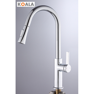Modern Single Hole Handle Gray Hot and Cold Mixer Kitchen Sink Faucet with Pull Down Sprayer