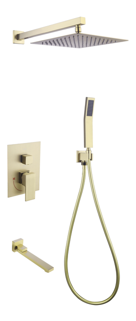 OEM Factory Brass Chrome Finish Pressure Balance Square Bathroom Wall Mount Shower Faucet System