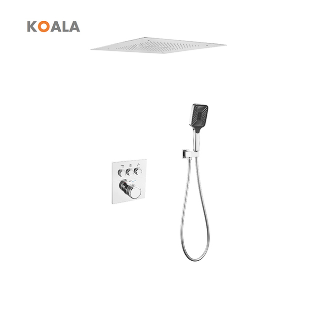 Luxury Brass Constant Temperature Control Waterfall Shower Set 