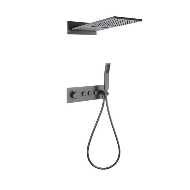 Luxury Water Power Thermostatic Square Horizontal Dual Function Shower