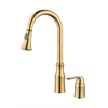 Modern Single-Handle Brass Tap Brush Nickel Finish Pull Kitchen Faucet Ceramic Hot Cold Sink Mounted Cupc Kitchen Water Faucet