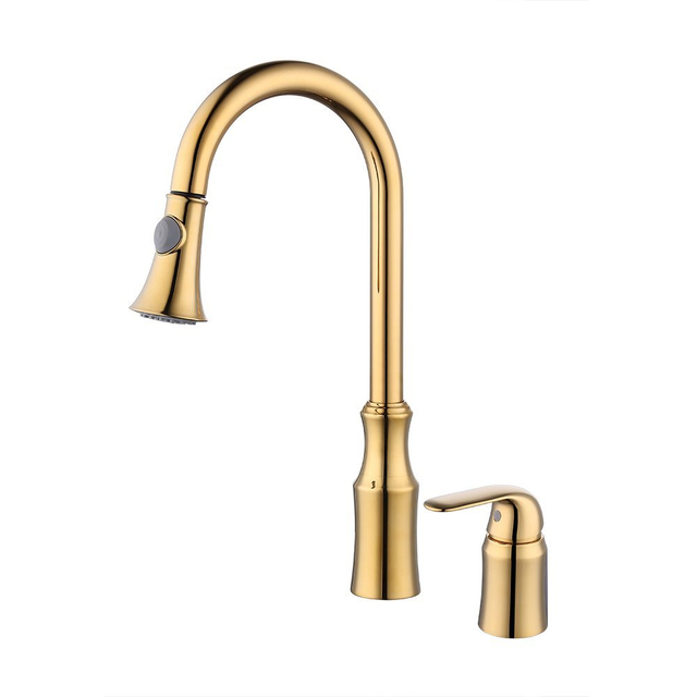 Modern Single-Handle Brass Tap Brush Nickel Finish Pull Kitchen Faucet Ceramic Hot Cold Sink Mounted Cupc Kitchen Water Faucet