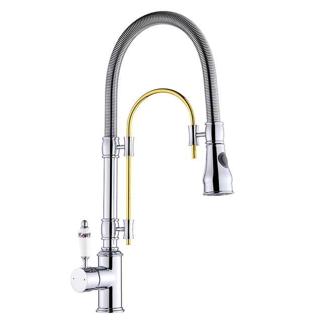 Pull Down Spray Kitchen Purified Water Sink Mixer Faucets Brass Deck Mounted Faucet Rotate 360 Degrees Solid Contemporary