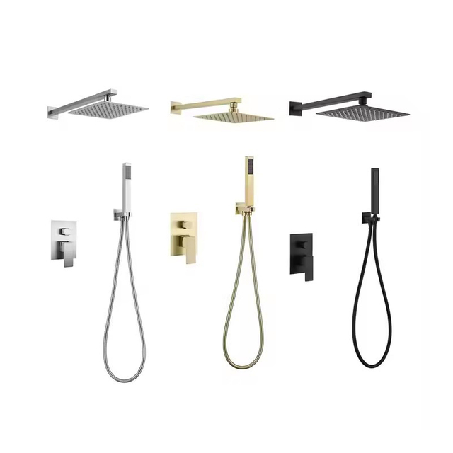 Stylish Elegant Top Selling Brass Wall Mounted Shower Set for Modern Bathrooms