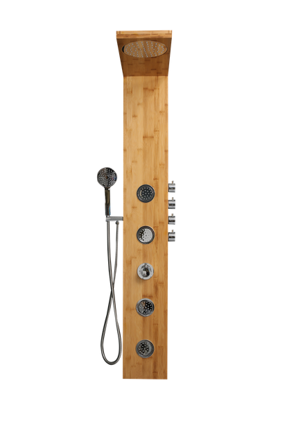 China Supplier Bathroom Retro Fit Rainfall Shower Head Panel Bamboo Shower Panel