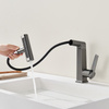 Fashionable Multi Functional Simple Style Single Hole Zinc Alloy Pull out Basin Bathroom Faucet