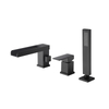 Modern Matt Black Handheld Faucet 3 Hole Bathroom Shower Set 