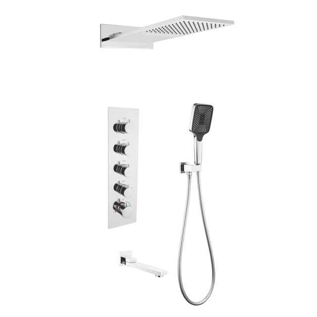 Multi Function Bath Concealed Shower System Massage Jet Bathroom in-Wall Rainfall Shower Set