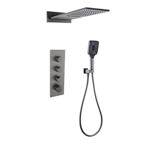 Wholesale Bathroom Brushed Nickel Rainfall Thermostatic LED 16 Inch Ceiling Mount Shower System
