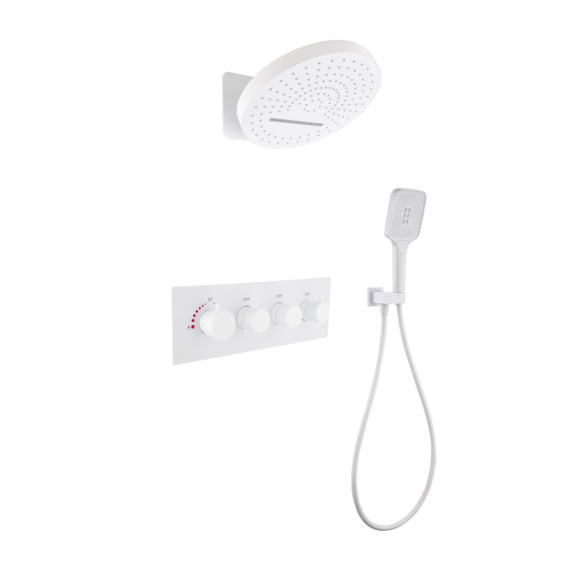 3-Way Brass Chrome Rain Shower Head Temperature Display Thermostatic Concealed Sanitary Ware Bath Shower Faucet