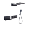 High Quality 3 Functions Big Sprayer Black Shelf Shower Brass Body Rain Waterfall Bathroom Shower Set