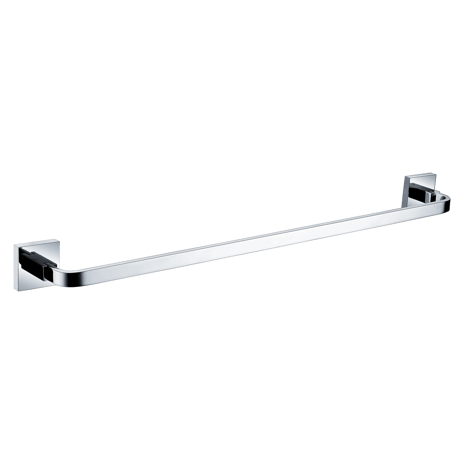 Commercial stainless steel bathroom hardware set in a modern hotel bathroom